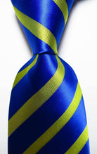 Colorful striped silk neckties in blue and green for stylish men's accessories