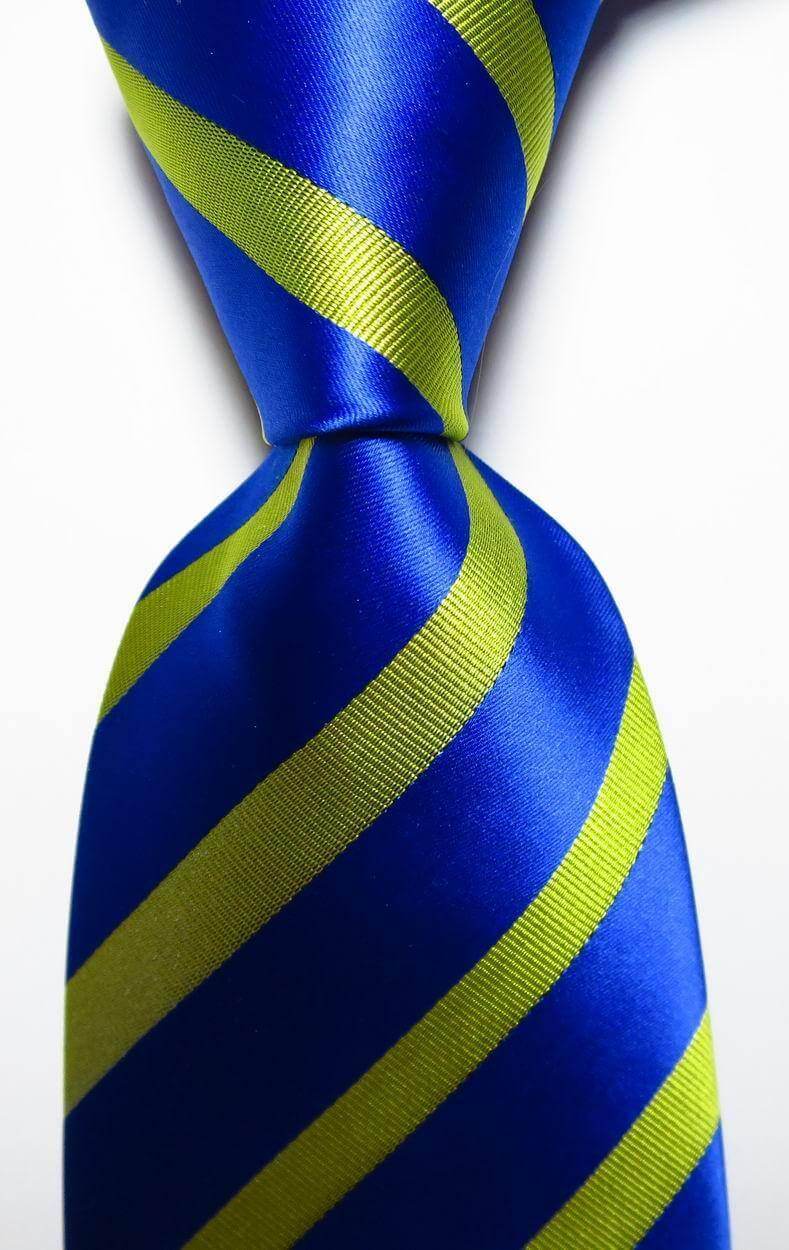 Colorful striped silk neckties in blue and green for stylish men's accessories