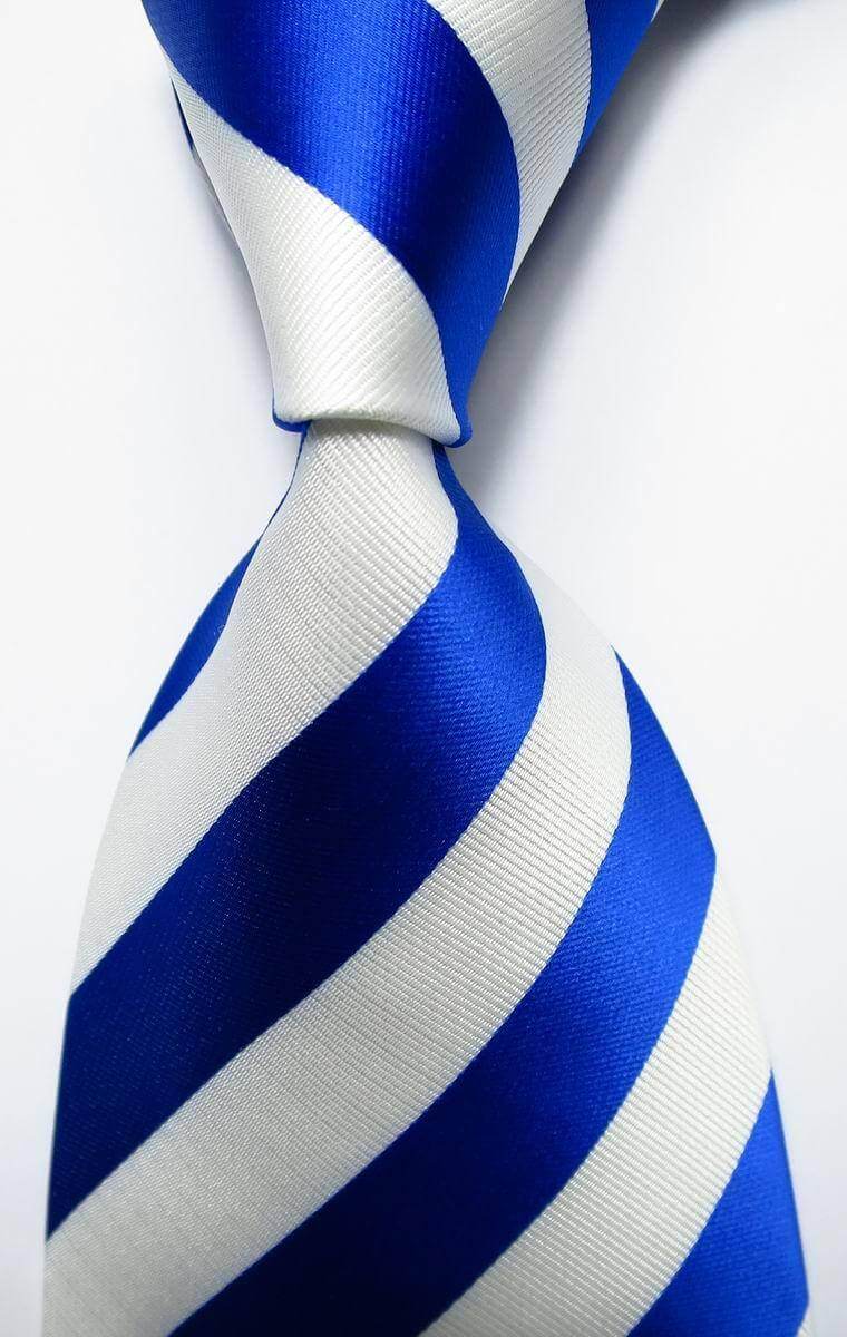 Colorful striped silk neckties in blue and white for stylish men's accessories