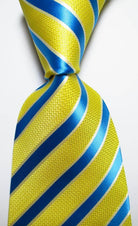 Colorful striped silk neckties in yellow and blue perfect for adding flair to any outfit