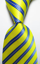Colorful striped silk neckties in bright yellow and blue for stylish men's accessories