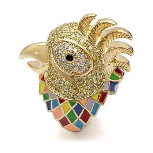 Colorful Womens Bird-Shaped Ring with Sparkling Stones and Vibrant Enamel Details