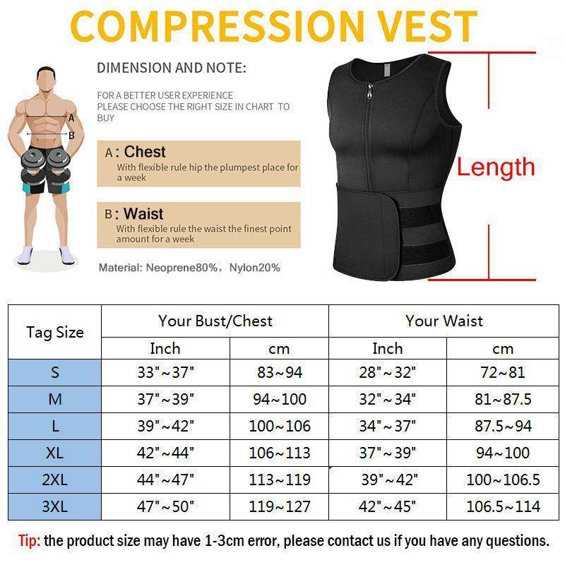 Men's compression waist trainer vest for optimal support during workouts and improved body shaping