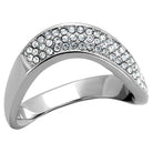 Elegant women's crystal polished rings featuring a stylish curved design with sparkling stones