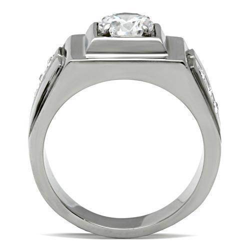 Stylish men's ring featuring cubic zirconia mens jewelry in a sleek silver design