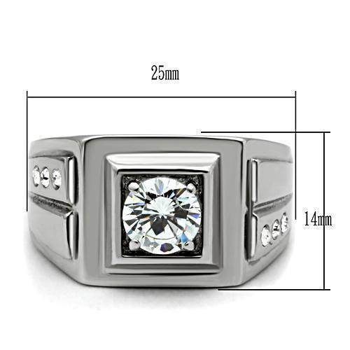 Stylish cubic zirconia mens jewelry ring with a bold design and sparkling center stone