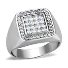 Cubic zirconia mens ring featuring a square design with a stunning array of sparkling stones