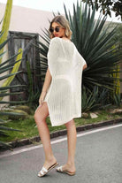 Openwork Side Slit Cover-Up Dress - VacationGrabs