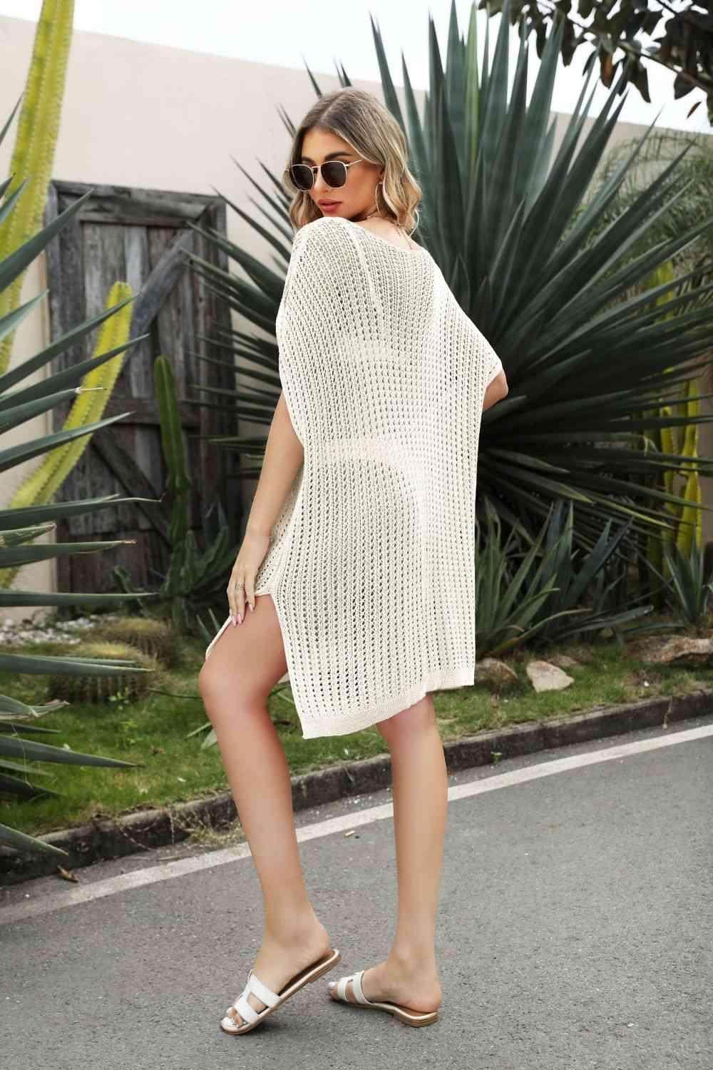 Women's Swimwear - Cover Ups Openwork Side Slit Cover-Up Dress