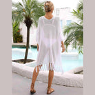 Fringe Trim Dolman Sleeve Openwork Cover-Up - VacationGrabs