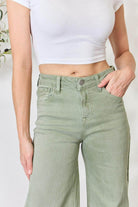 Risen Full Size Raw Hem Wide-Leg Jeans - VacationGrabs