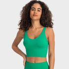 Deep V-Neck Crop Sports Bra - VacationGrabs