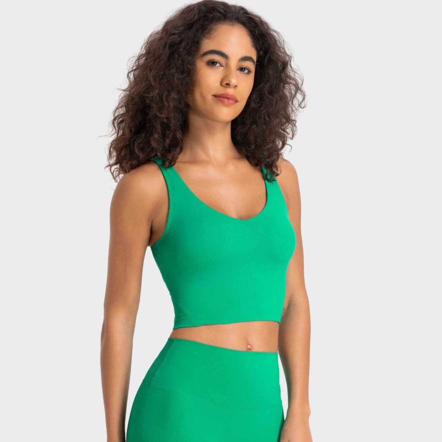 Deep V-Neck Crop Sports Bra - VacationGrabs