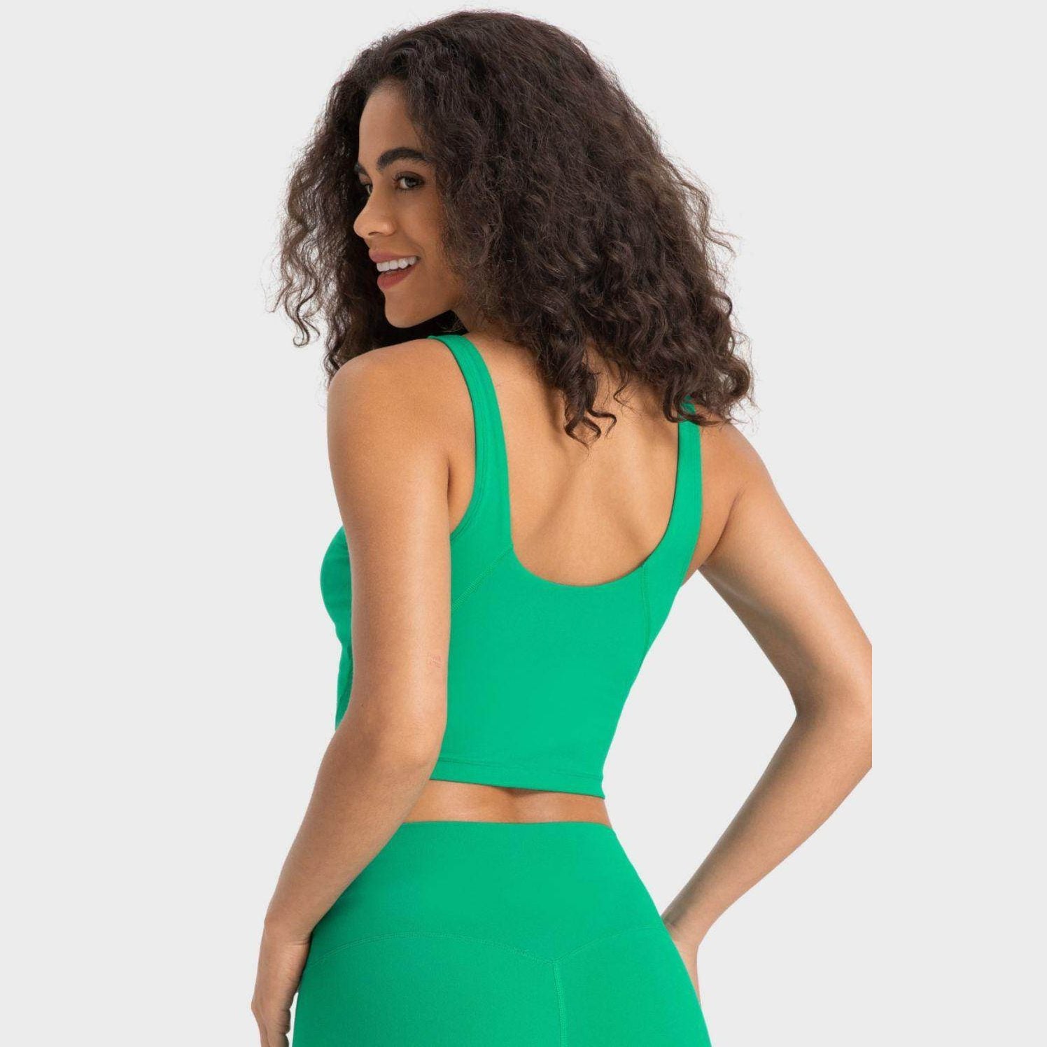 Deep V-Neck Crop Sports Bra - VacationGrabs