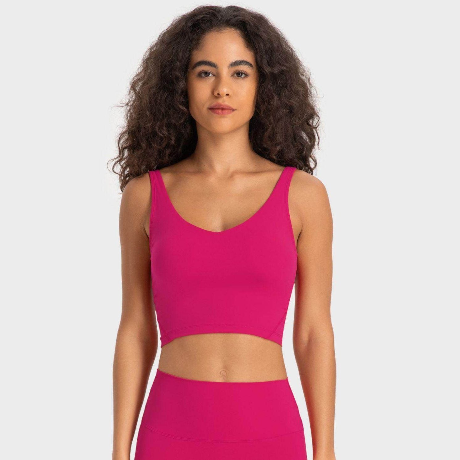 Deep V-Neck Crop Sports Bra - VacationGrabs