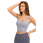 Deep V-Neck Crop Sports Bra - VacationGrabs