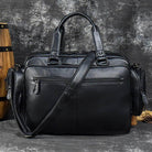 VacationGrabs designer leather laptop briefcase with dual handles and adjustable shoulder strap