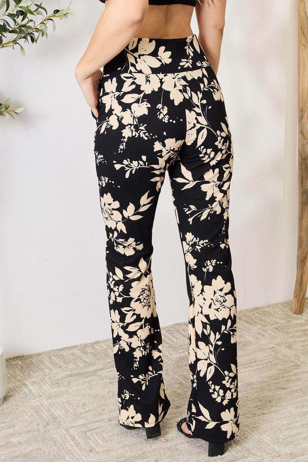 Heimish Full Size High Waist Floral Flare Pants - VacationGrabs