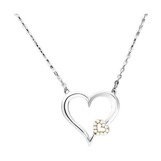 Elegant double heart necklace for women with a silver chain and one embellished heart pendant