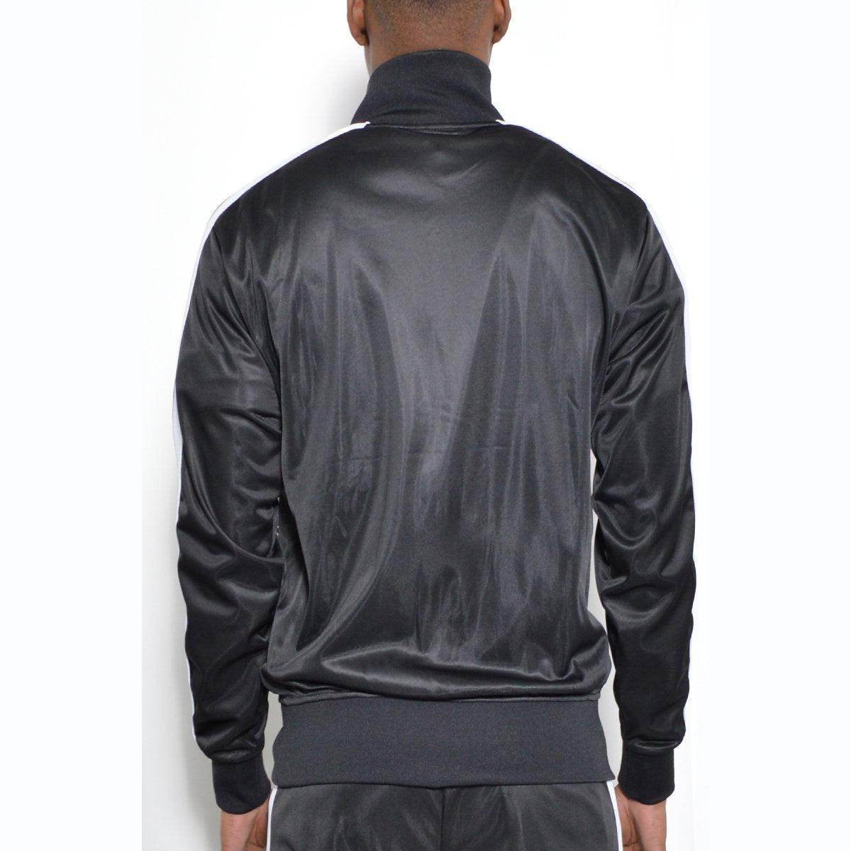 Mens WEIV double side stripe jacket in sleek black with a modern athletic design