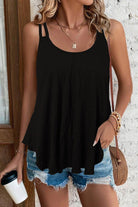 Trendsi Women's double strap summer cami in black with a relaxed fit for casual wear