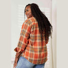Double Take Plaid Dropped Shoulder Shirt - VacationGrabs