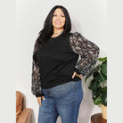 And The Why Full Size Foil Printed Sleeve Top - VacationGrabs