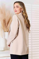 Trendsi elegant long sleeve blazer in beige with a tailored fit ideal for stylish occasions