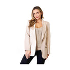 Trendsi elegant long sleeve blazer in soft beige with stylish lapels and pockets for a chic look