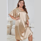 Elegant nightwear for women in gold satin with short sleeves for comfortable lounging and sleeping