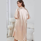 Elegant nightwear for women featuring a soft satin finish and stylish split hem design