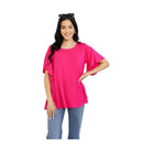 Trendsi elegant pink top with flared sleeves, perfect for casual outings or stylish layering