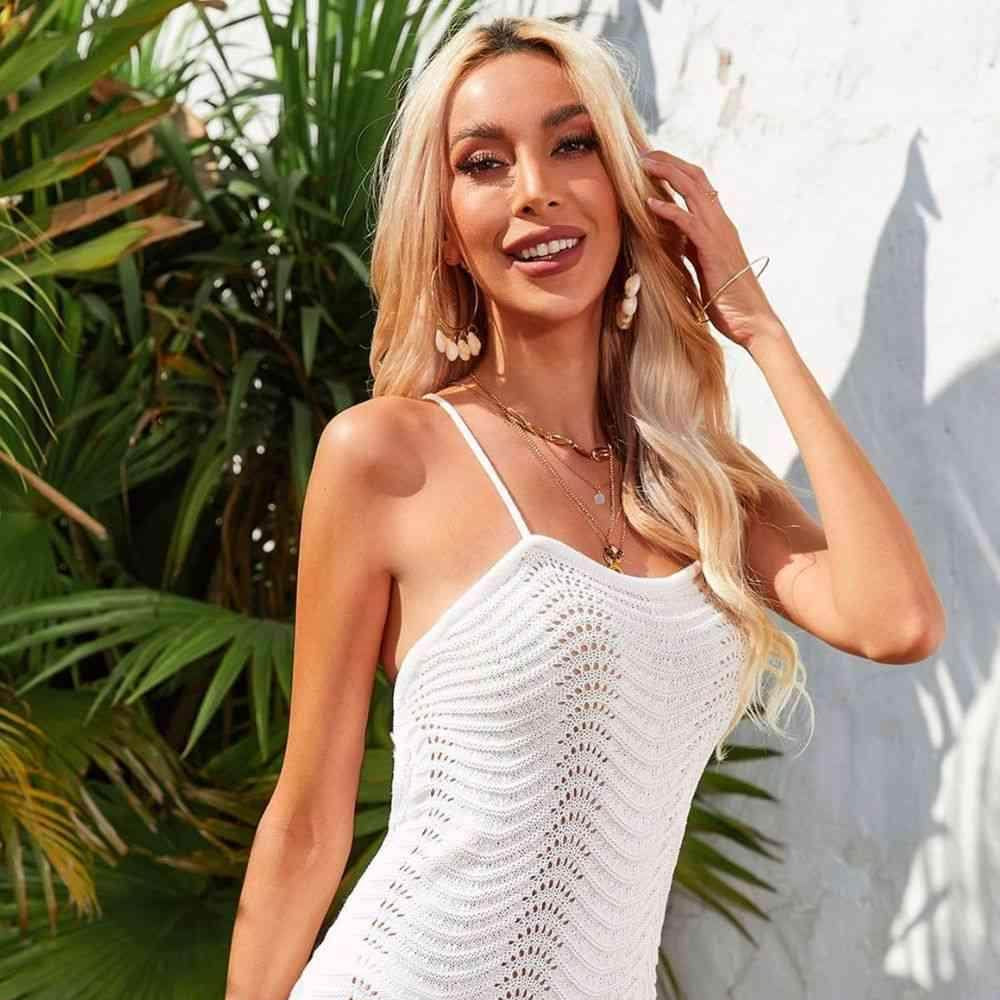 Crisscross Halter Neck Openwork Cover-Up Dress - VacationGrabs