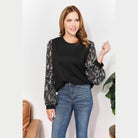 And The Why Full Size Foil Printed Sleeve Top - VacationGrabs