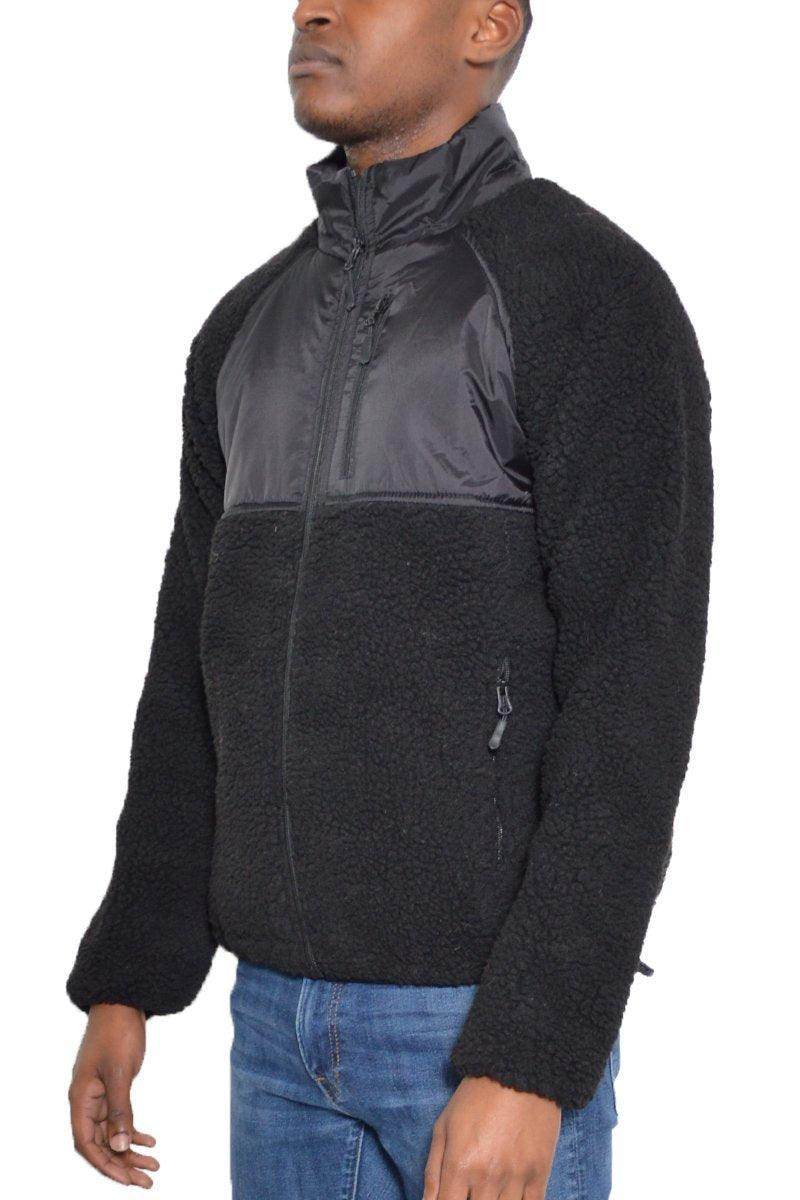 Men's fleece cut out jacket men in black with a sleek design and cozy texture for warmth