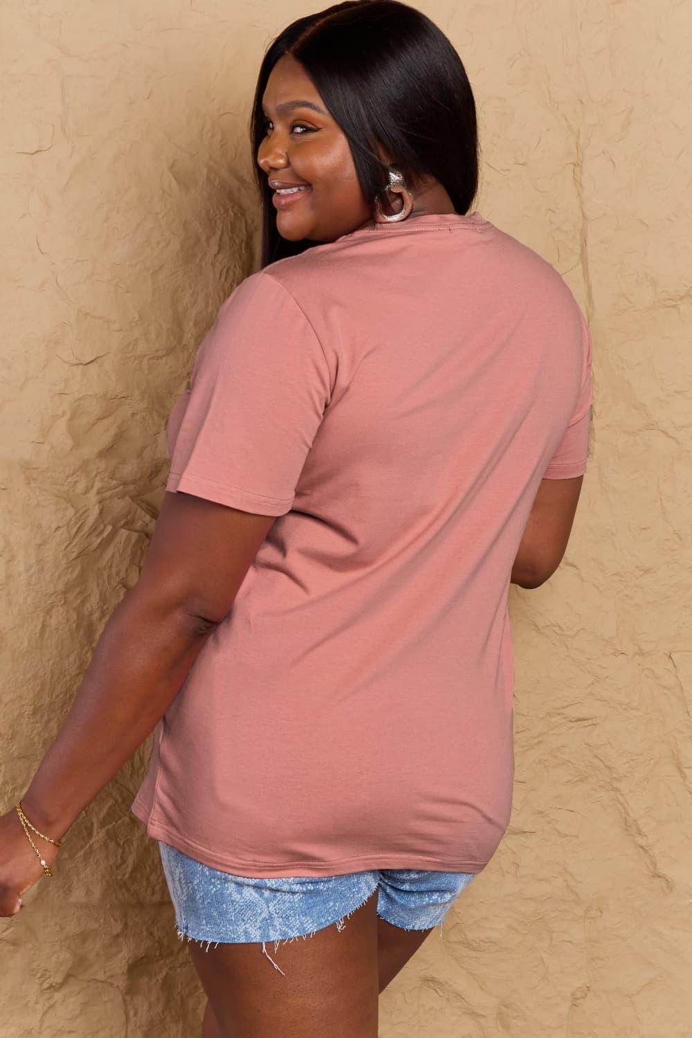 Trendsi Women's Full Size Llama T-shirt in soft pink with a comfortable fit and short sleeves