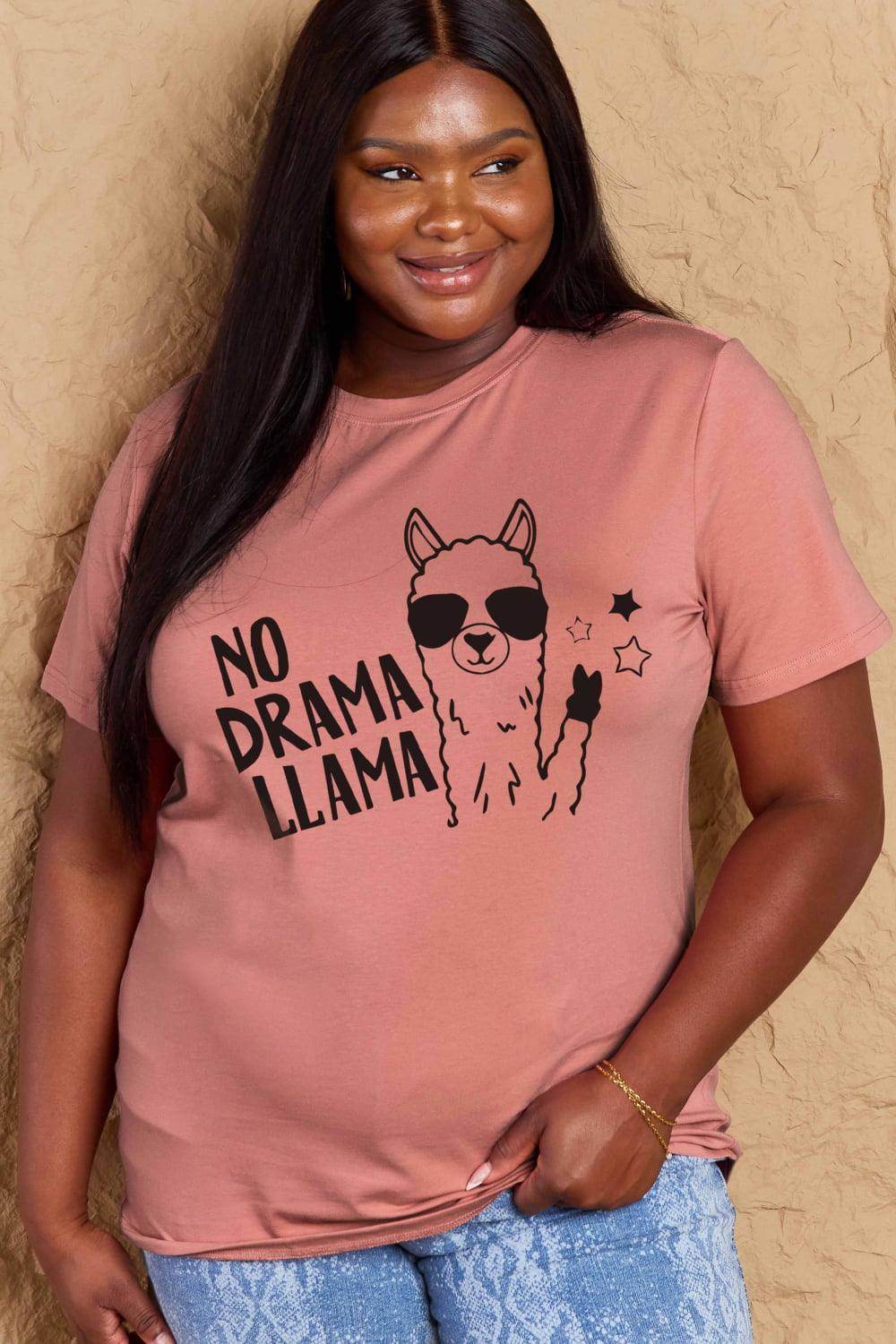 Trendsi Women's Full Size Llama T-shirt in Pink featuring a fun llama graphic with sunglasses