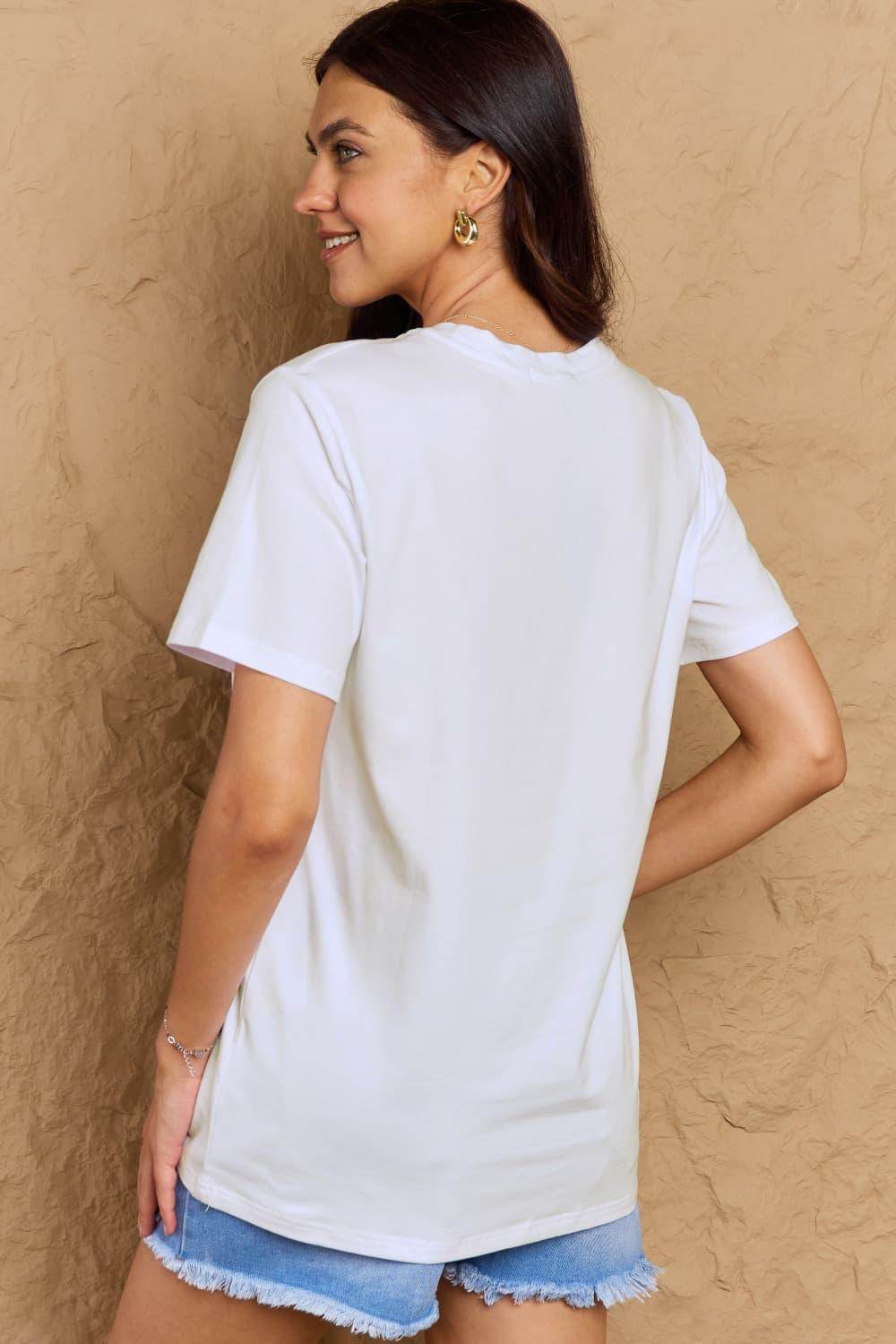 Trendsi Women's Full Size Llama T-shirt in white, featuring a relaxed fit and soft fabric for comfort