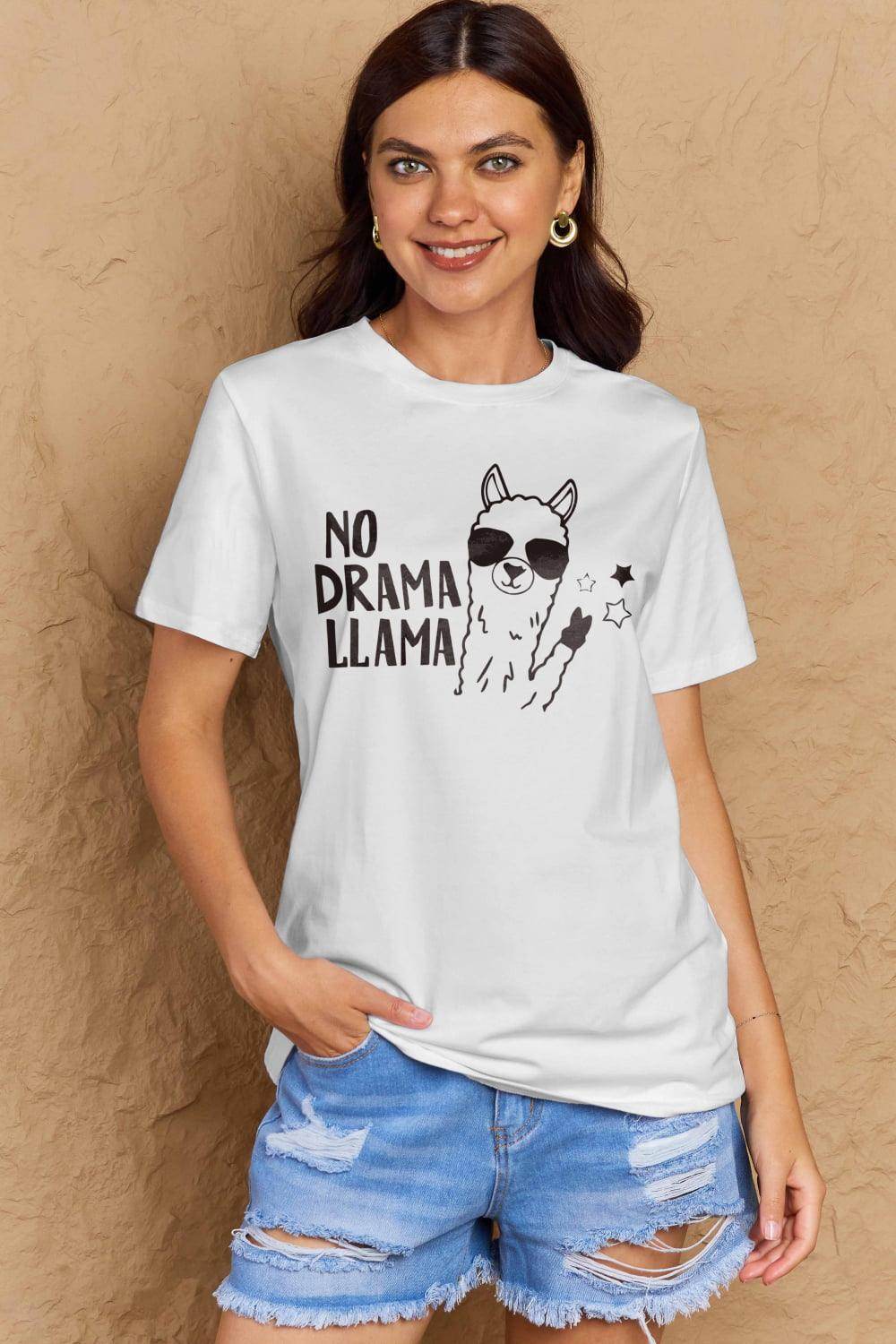Trendsi Women's Full Size Llama T-shirt with 'No Drama Llama' Graphic Design