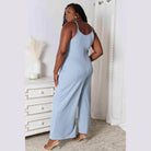 Trendsi full size summer jumpsuit in blue with wide legs and spaghetti straps for a stylish look