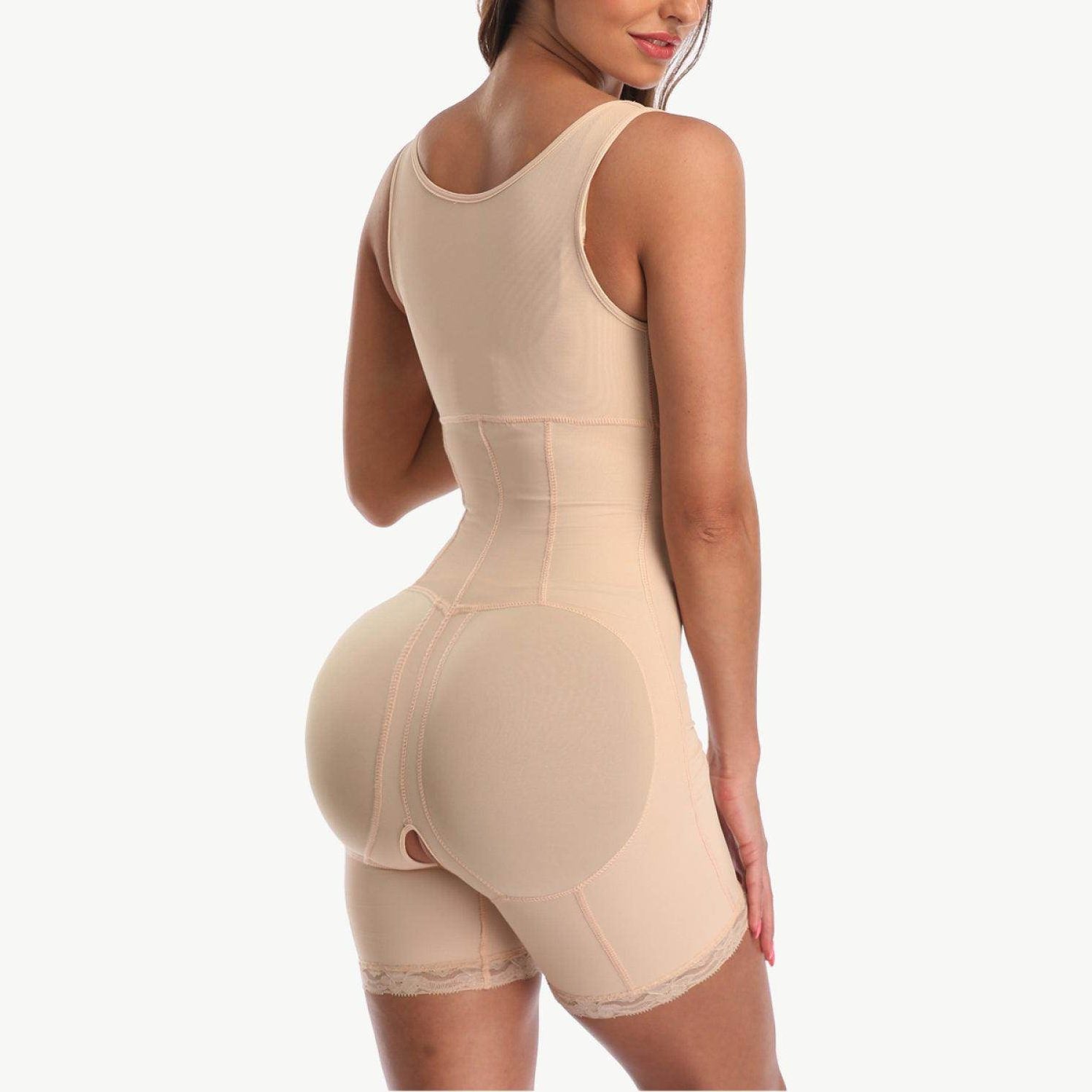 Full Size Zip-Up Lace Detail Shapewear - VacationGrabs