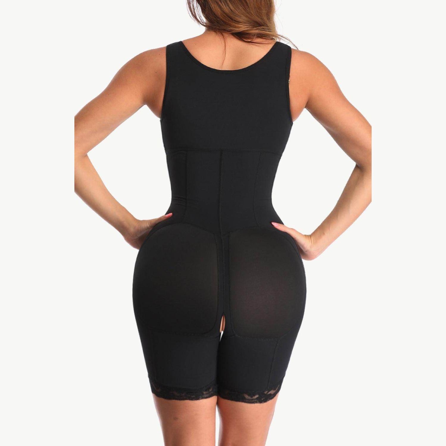 Full Size Zip-Up Lace Detail Shapewear - VacationGrabs