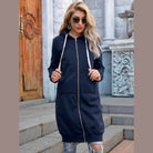 Full Size Zip-Up Longline Hoodie with Pockets - VacationGrabs