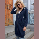 Full Size Zip-Up Longline Hoodie with Pockets - VacationGrabs