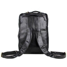 Genuine leather black briefcase with ergonomic straps and spacious back for comfortable carrying
