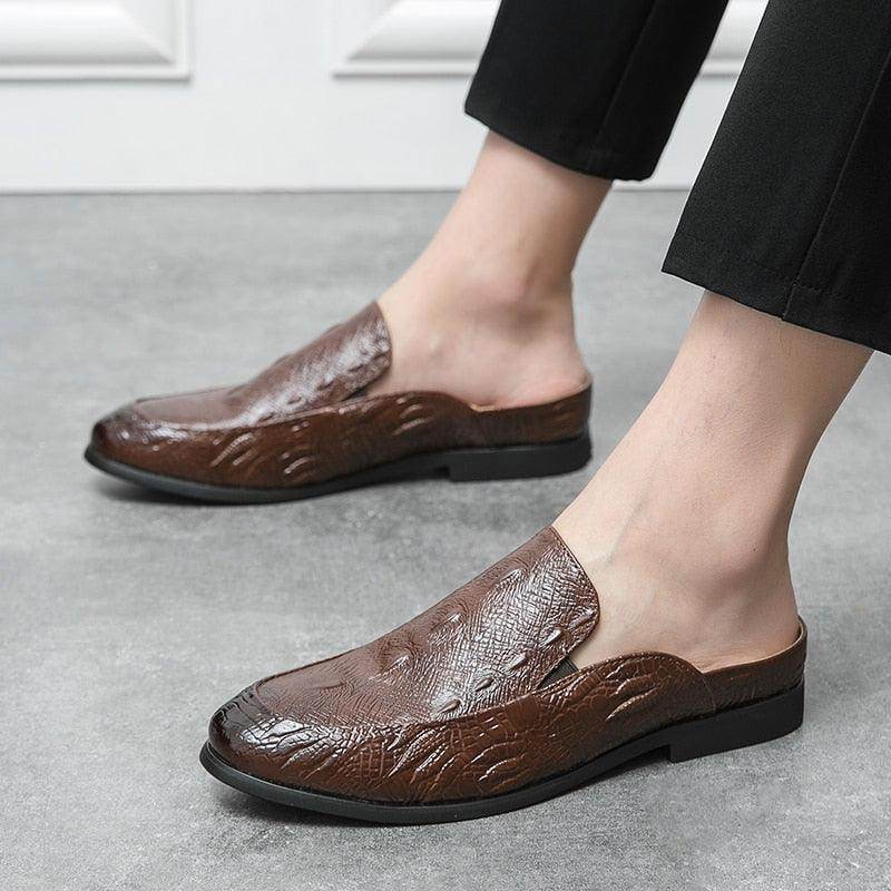 Genuine slip-on loafers in brown with stylish design for casual wear and comfort