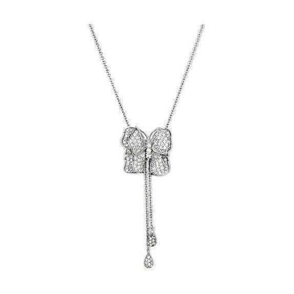 Elegant gift for her silver necklace with a butterfly design and sparkling crystals
