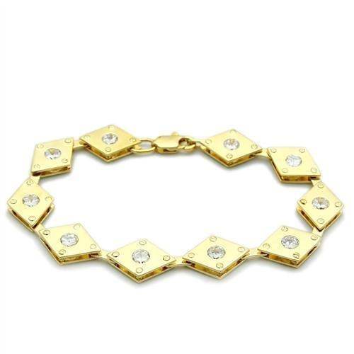 Elegant gold brass bracelet for women featuring sparkling rhinestones and a unique geometric design
