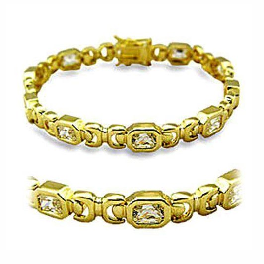 Elegant gold brass bracelet with gemstones featuring a delicate design for women