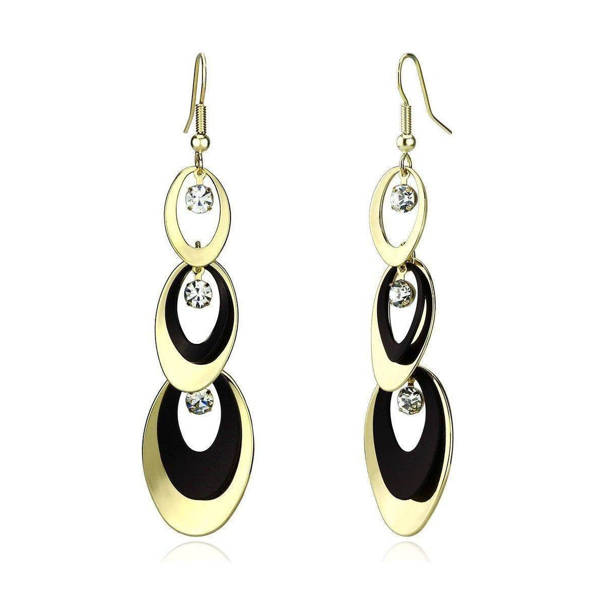 Stylish gold ruthenium drop earrings for women featuring sparkling crystals and a chic design